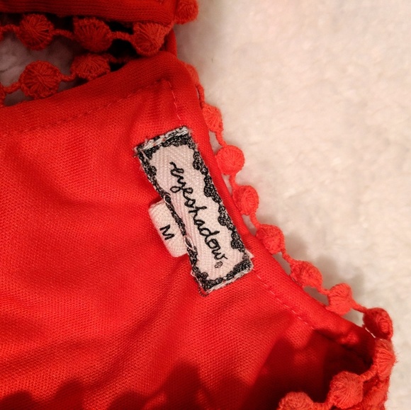 Orange crochet style dress with embroidered detail - Picture 2 of 3